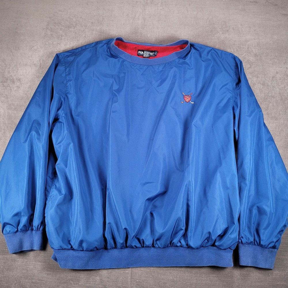 Ralph Lauren Polo Golf Vintage Blue Pullover Jacket XXL Mesh Lined Lightweight